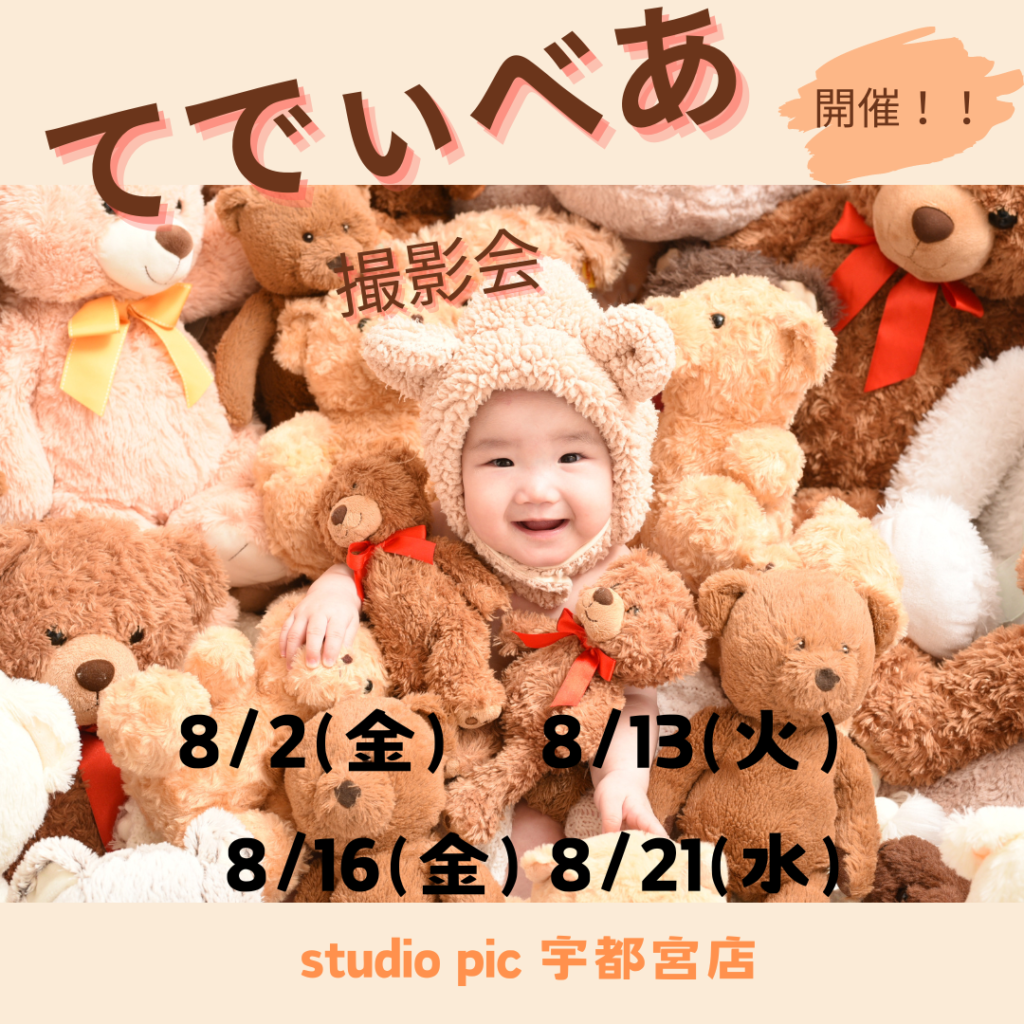 スタジオピック 写真館 Studio PIC 8月テディベア撮影会開催！【studioPIC宇都宮店✨写真館】