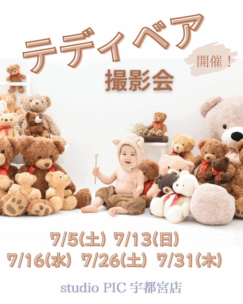 スタジオピック 写真館 Studio PIC 7月⭐️てでぃべあ🧸撮影会 【スタジオピック宇都宮店✨写真館】