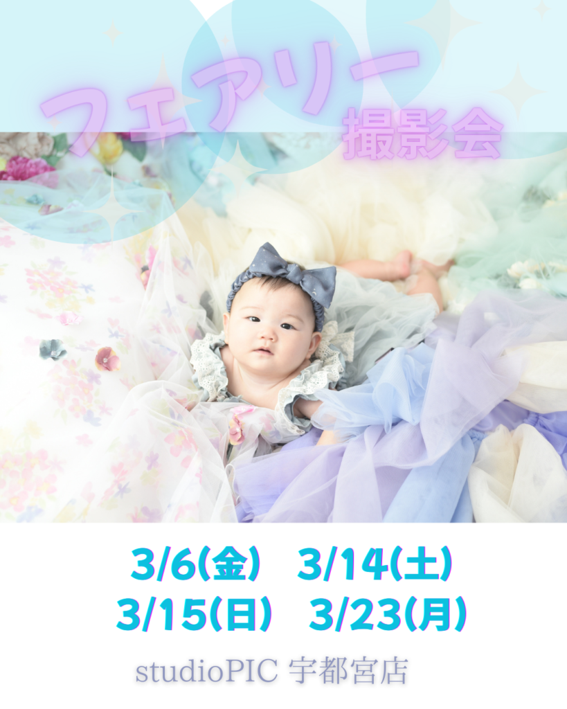 スタジオピック 写真館 Studio PIC 3月フェアリー撮影会🧚 【スタジオピック宇都宮店✨写真館】
